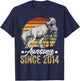 Awesome Since 2014 11 Years Old 11th Birthday Trex Dinosaur T-Shirt - T-Shirt | Navy