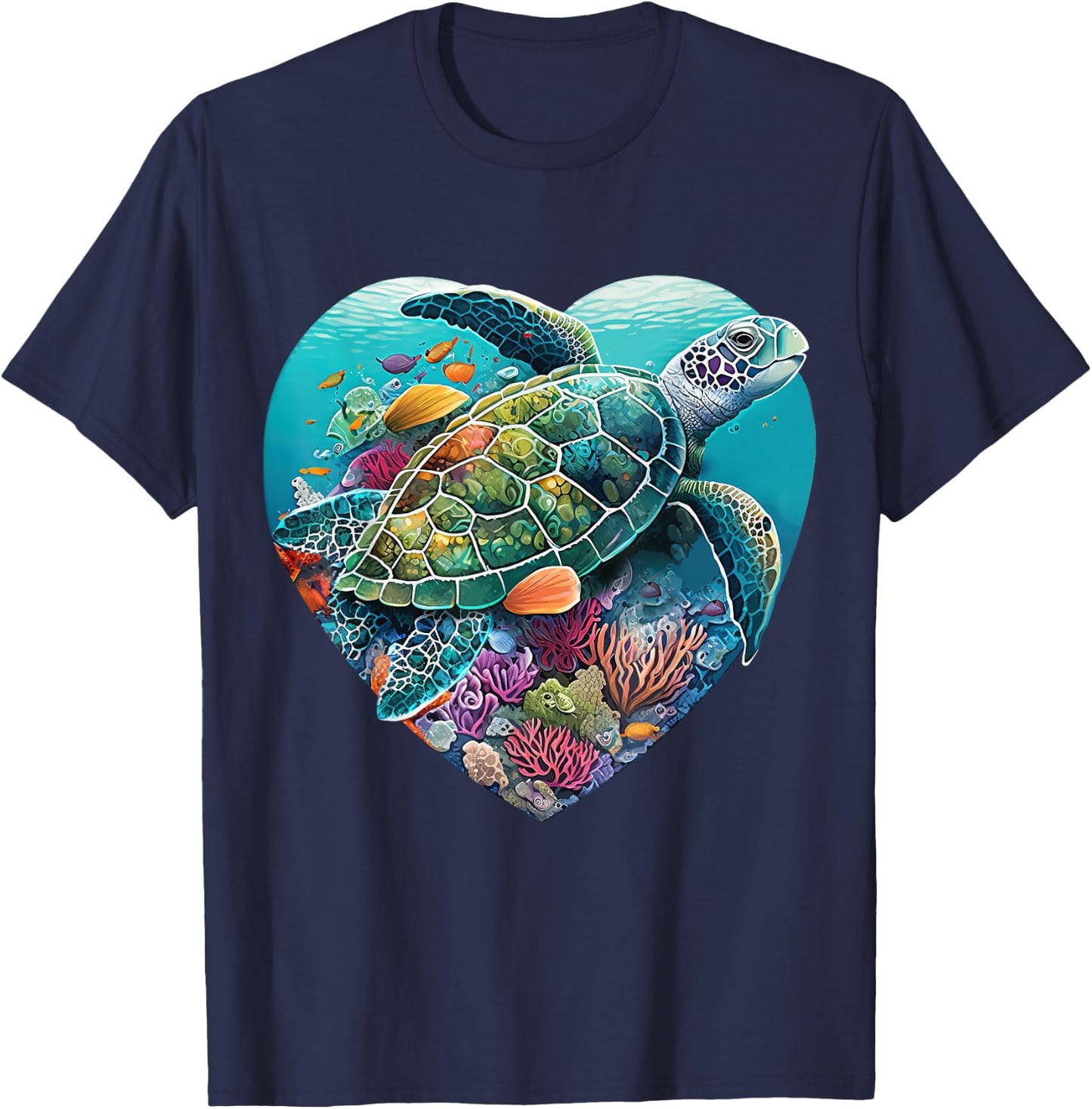 Sea Turtle Beach Lover Ocean Animal Graphic Novelty T-Shirt - T-Shirt | Navy