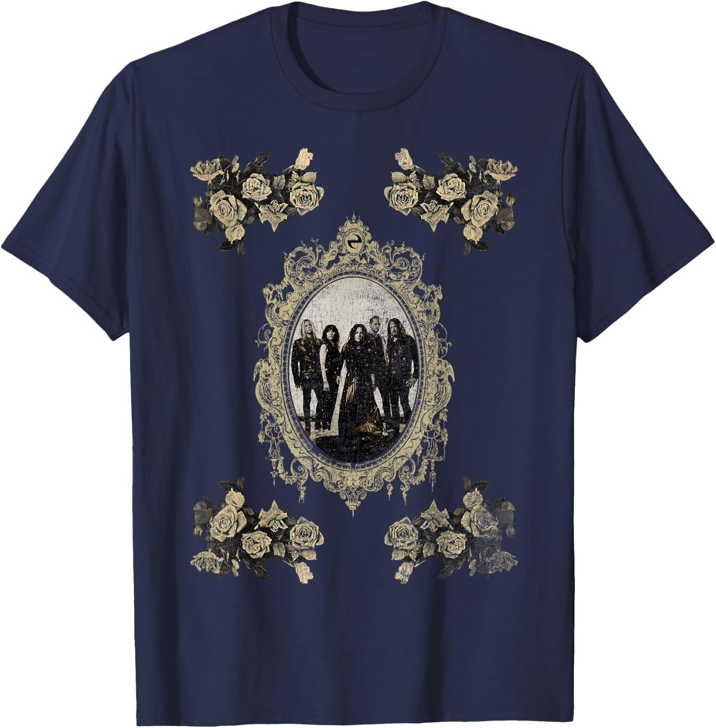 Evanescence – Vintage Roses On Asphalt T-Shirt - T-Shirt | Navy