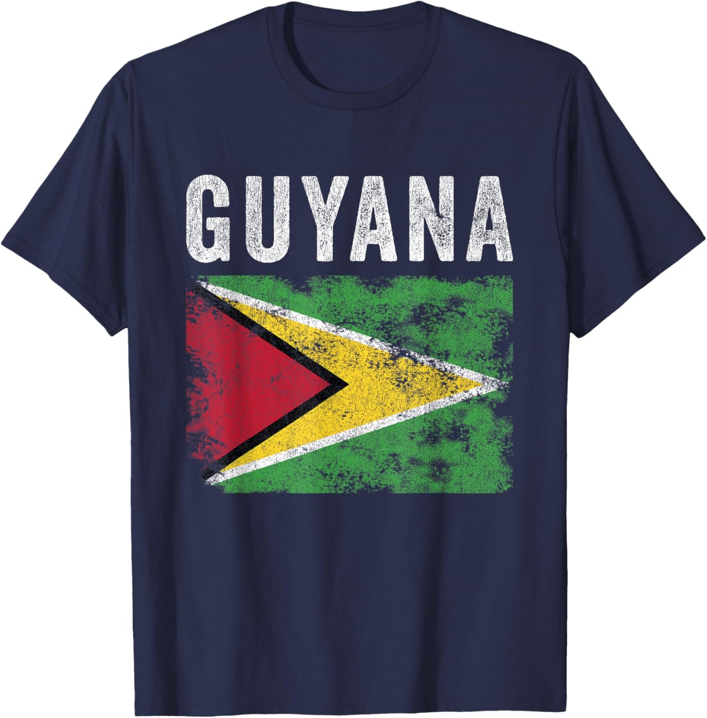 Guyana Flag Distressed - Men Women Kids - Guyanese Flag T-Shirt - T-Shirt | Navy