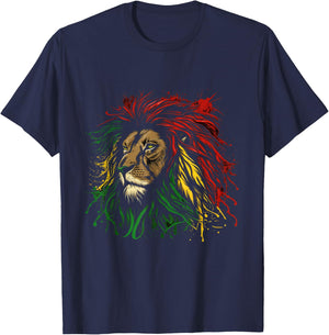 Rasta Reggae Lion Of Judah Jamaican Roots Rastafari Lion T-Shirt - T-Shirt | Navy