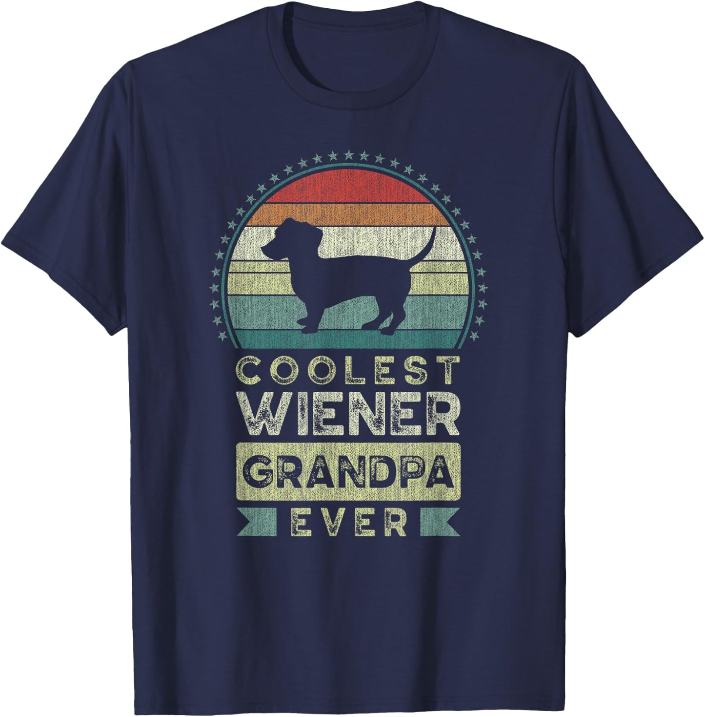 Coolest Wiener Grandpa Ever, Father's Day, Dachshund T-Shirt - T-Shirt | Navy