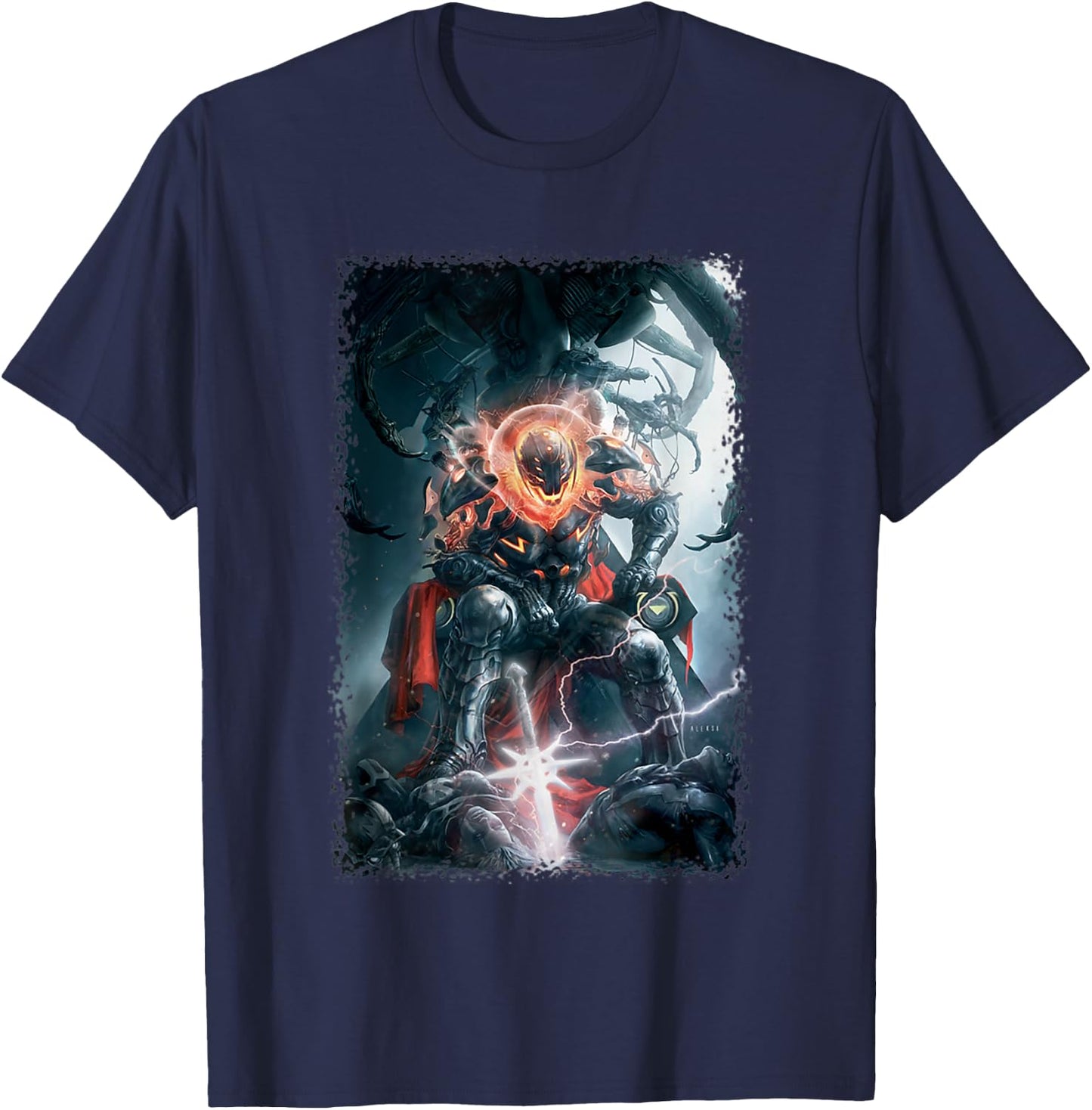 Marvel Comics Retro Classic Ultron Ruling Devastated World T-Shirt - T-Shirt | Navy