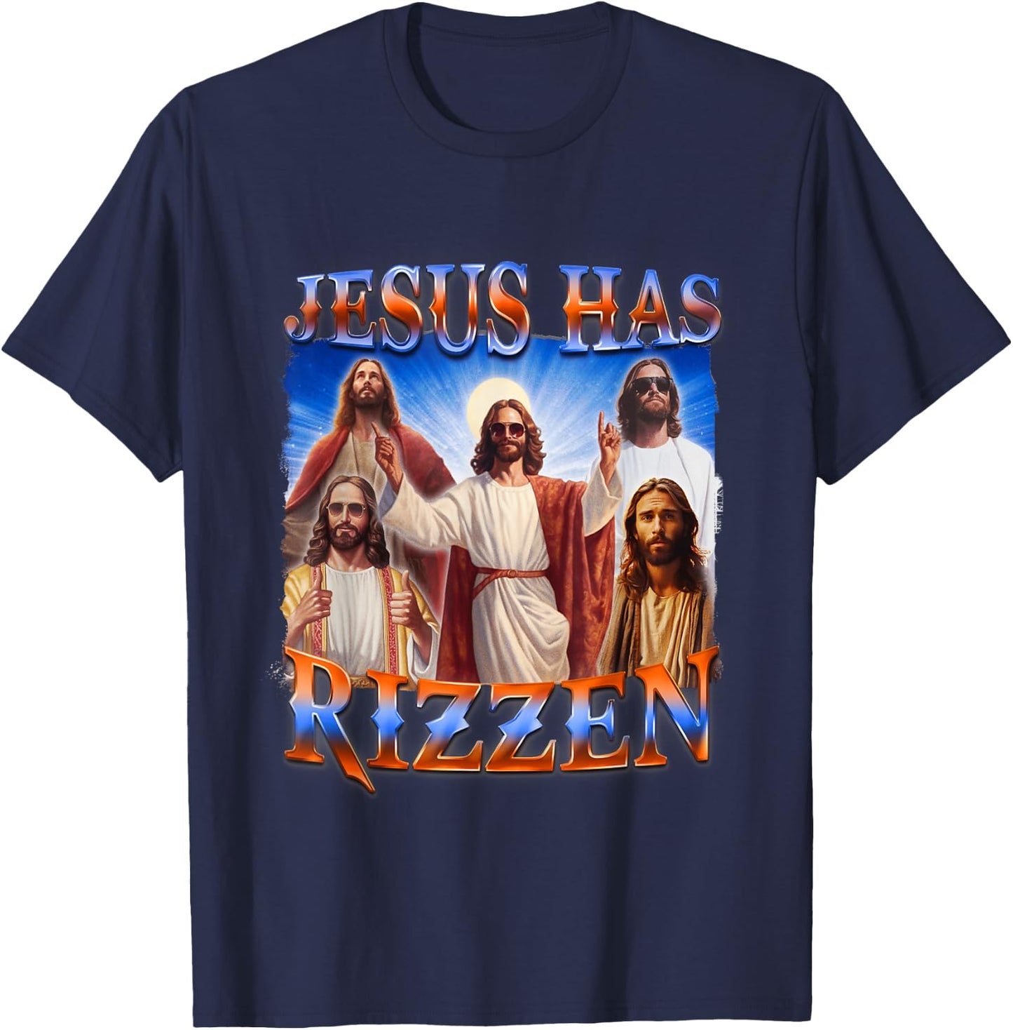 Jesus Has Rizzen Christian Men Women Bible Faith T-Shirt - T-Shirt | Navy