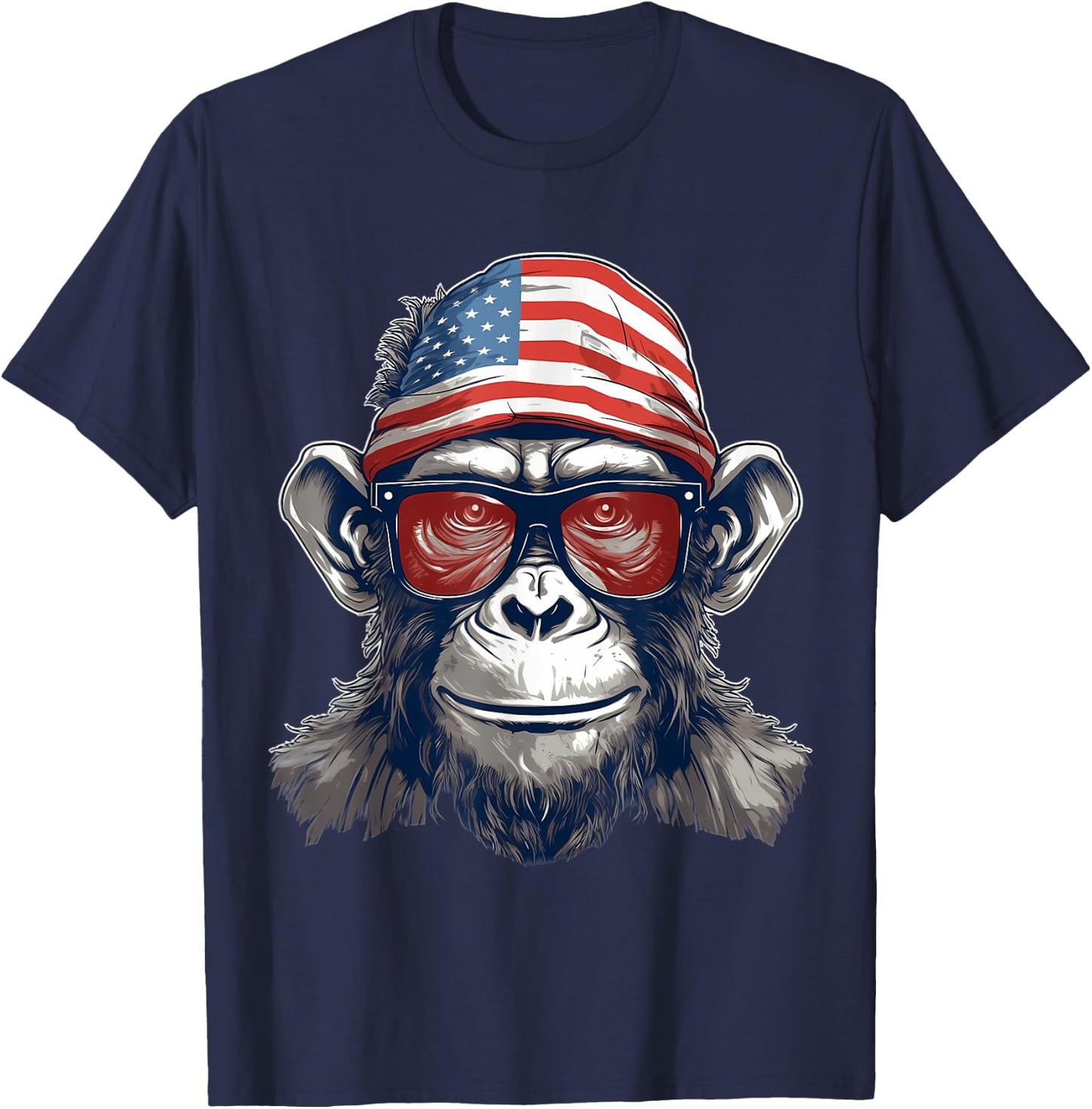 4th Of July US Flag Monkey T-Shirt - T-Shirt | Navy