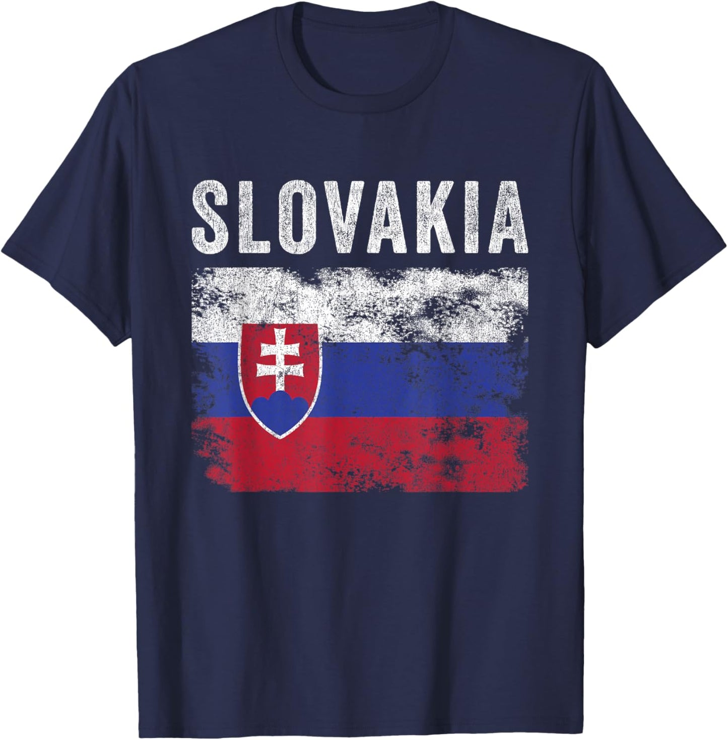 Slovakia Flag Distressed - Men Women Kids - Slovak Flag T-Shirt - T-Shirt | Navy