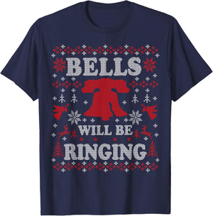 Liberty Bell Philadelphial Ring the Bell Ugly Christmas T-Shirt - T-Shirt | Navy