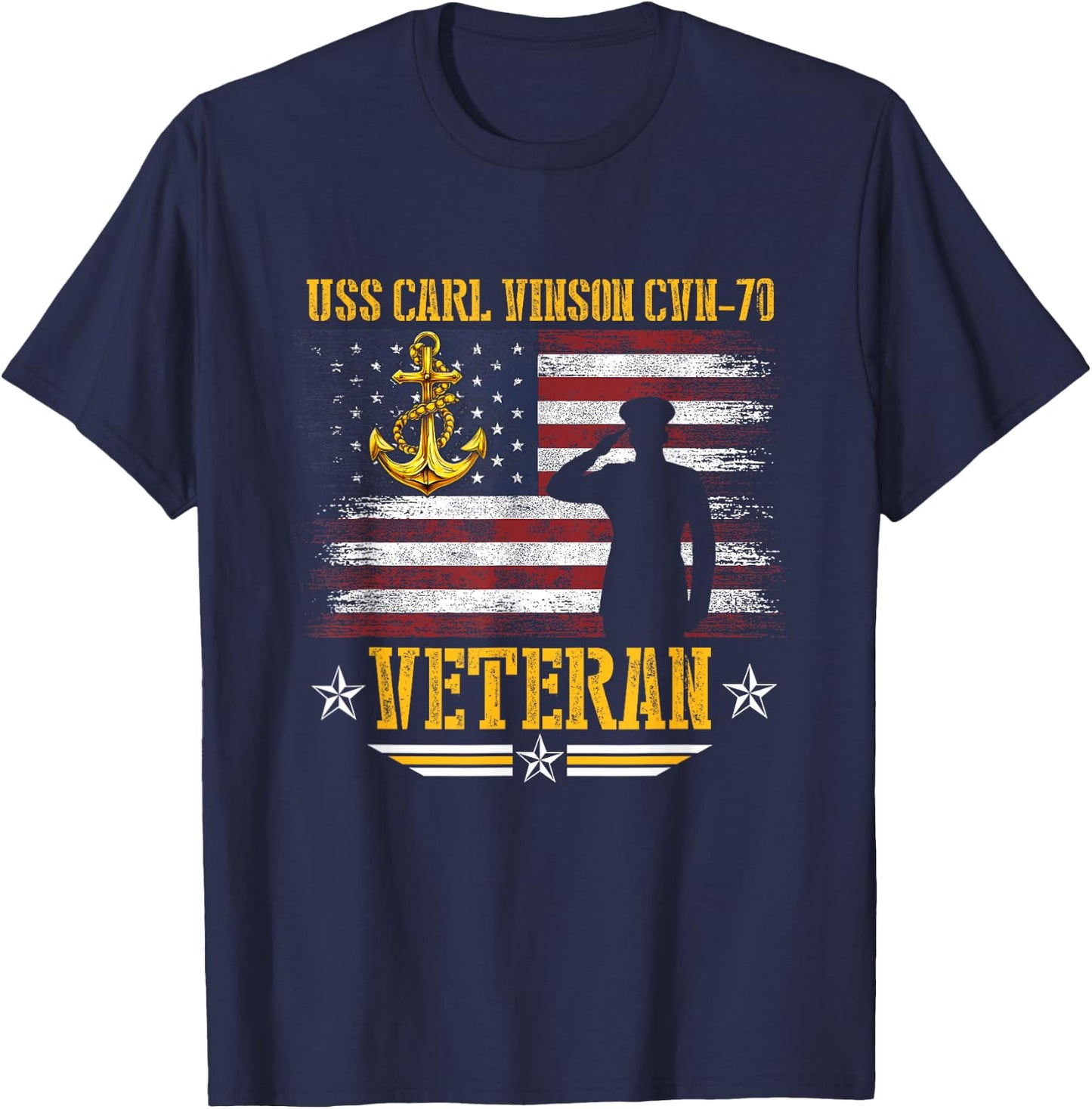 USS Carl Vinson CVN-70 Aircraft Carrier Veteran Flag Vintage T-Shirt - T-Shirt | Navy