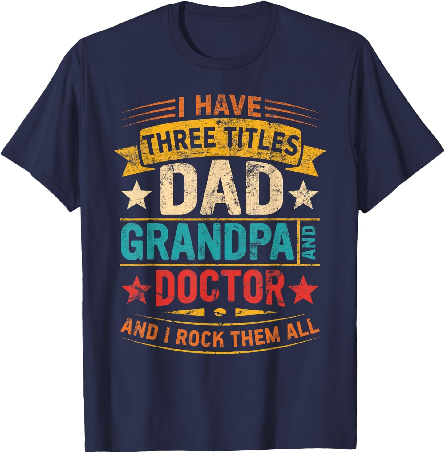 Doctor grandpa funny Doctor dad fathers day retro T-Shirt - T-Shirt | Navy