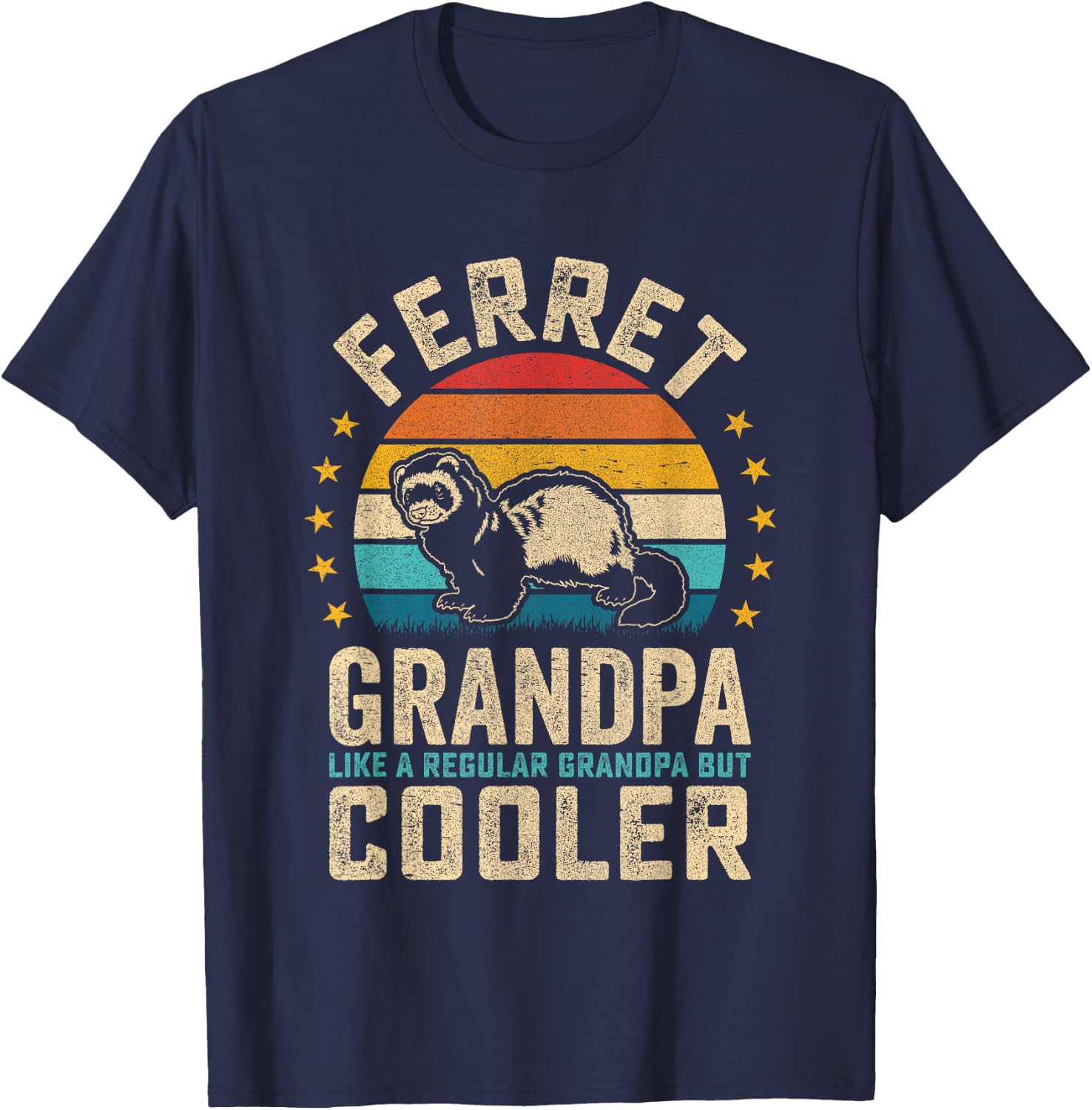 Ferret Grandpa like a Regular Grandpa but Cooler T-Shirt - T-Shirt | Navy