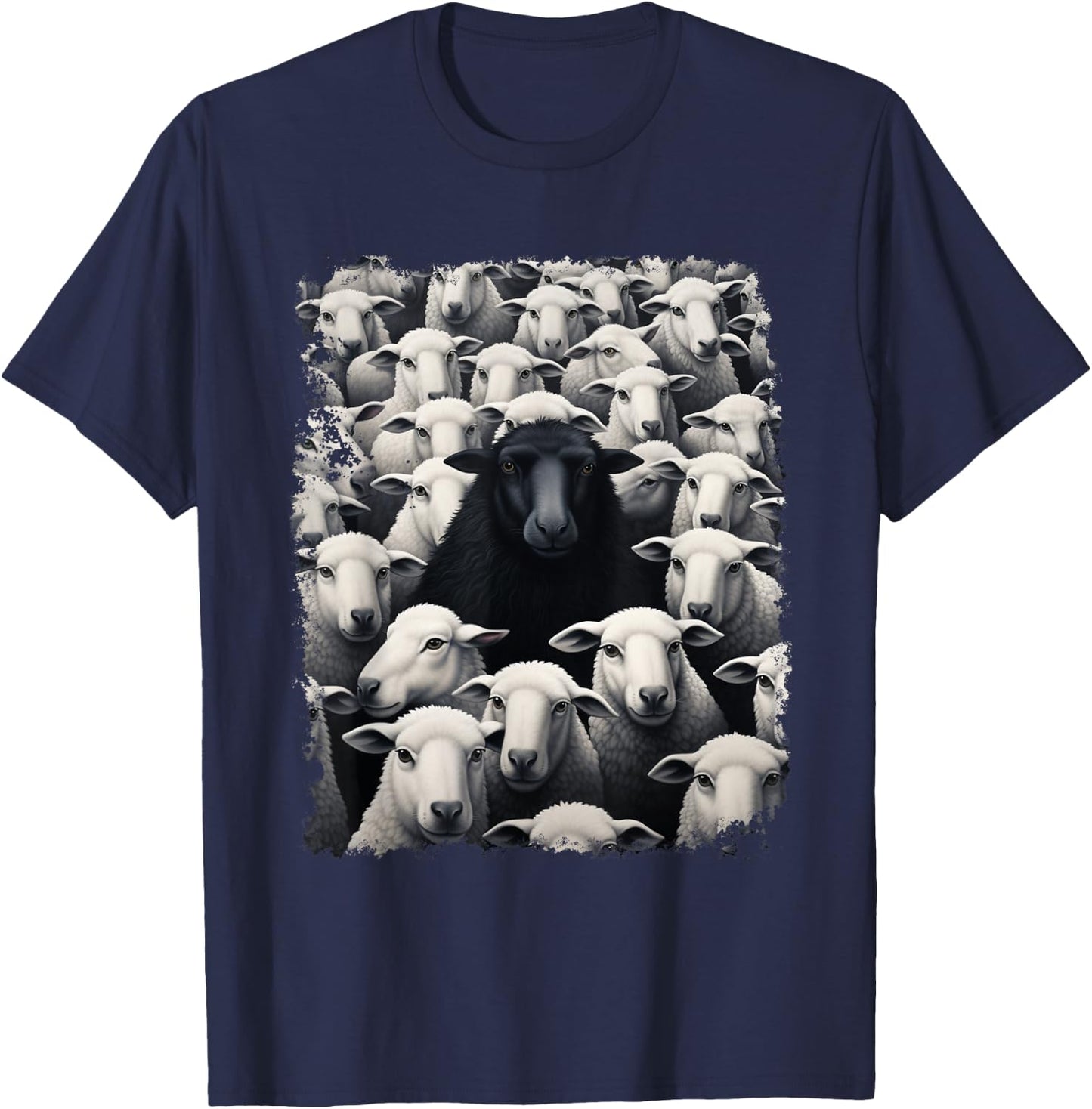 Animal Sheep Black T-Shirt - T-Shirt | Navy