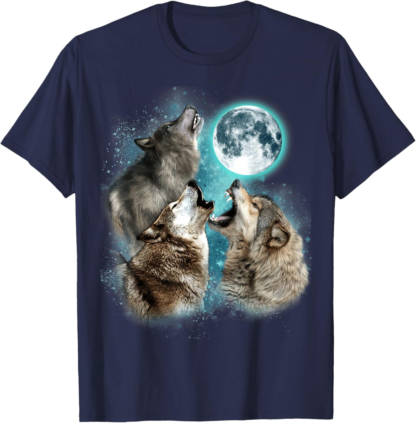 3 Wolf Moon Howling Wolf Head Funny Wolves Women T-Shirt - T-Shirt | Navy