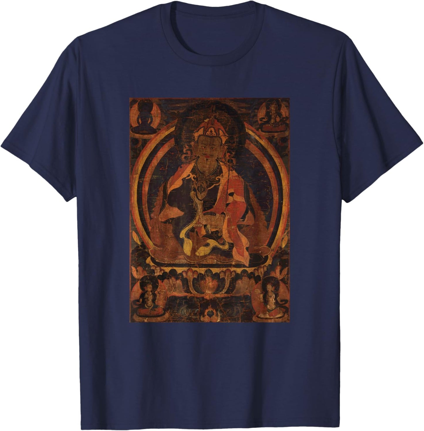 Padmasambhava Tibetan Buddhist Thangka Mandala Buddhism T-Shirt - T-Shirt | Navy