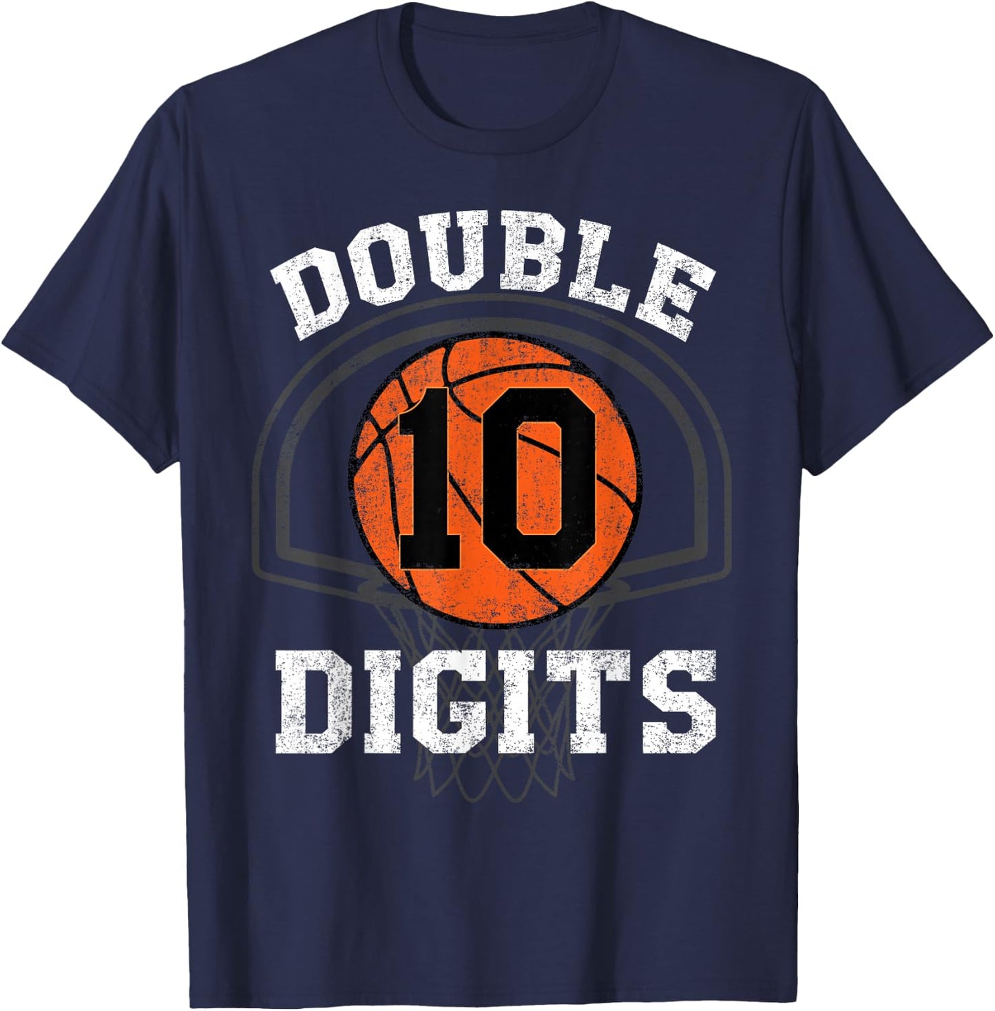 Double Digits 10th Birthday Decorations Boy Basketball Bday T-Shirt - T-Shirt | Navy