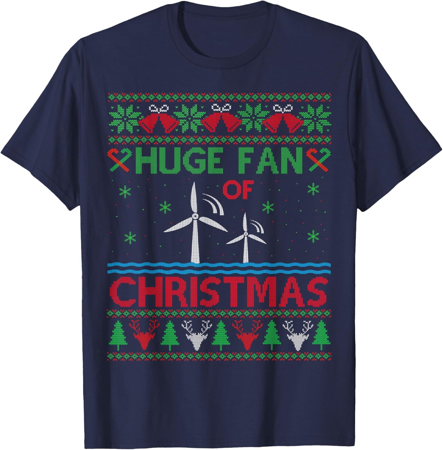 Offshore Renewables Ugly Christmas Sweater - Offshore Worker T-Shirt - T-Shirt | Navy