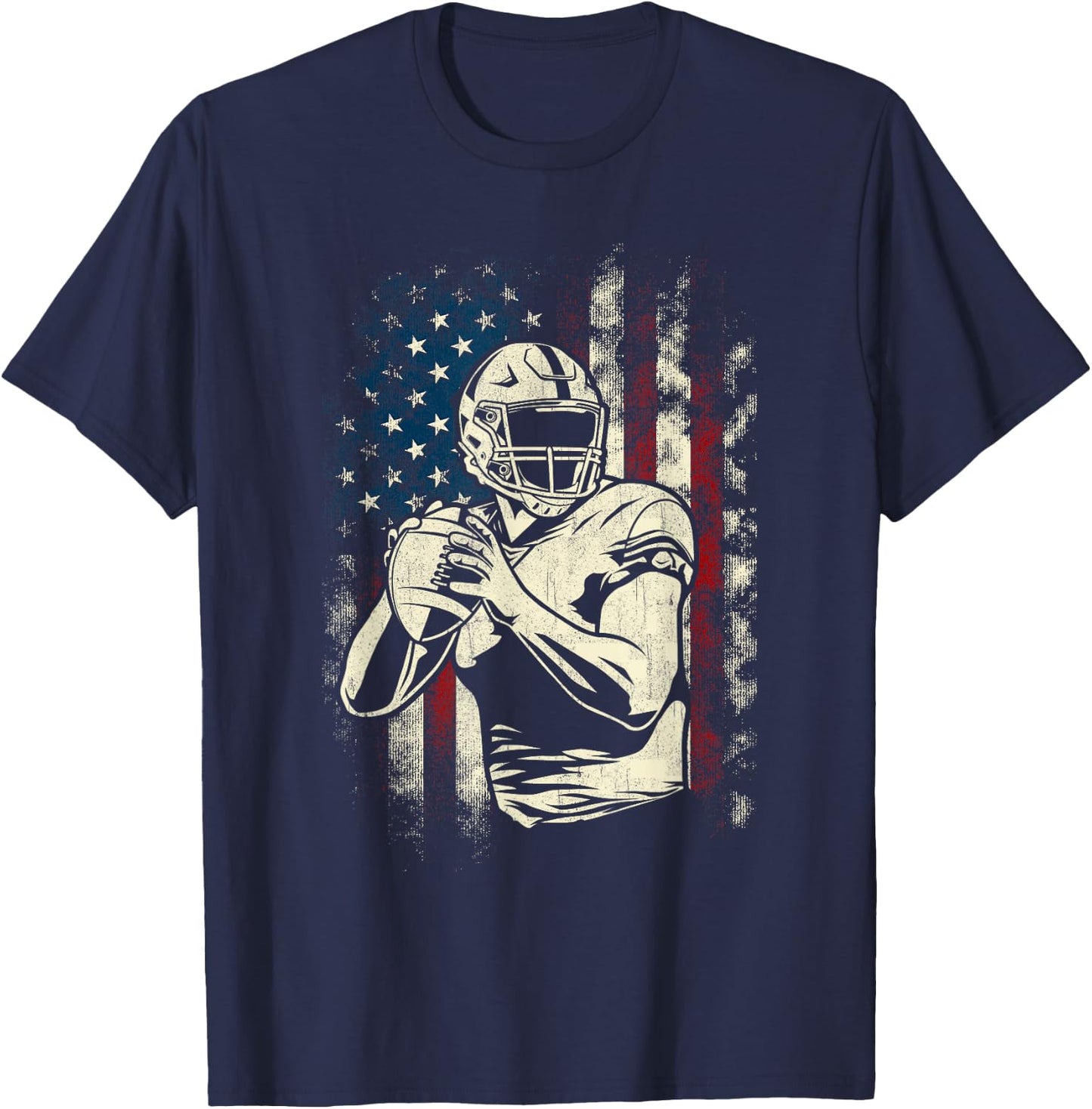 Patriotic Football Player - American Game Ball Sports Lover T-Shirt - T-Shirt | Navy