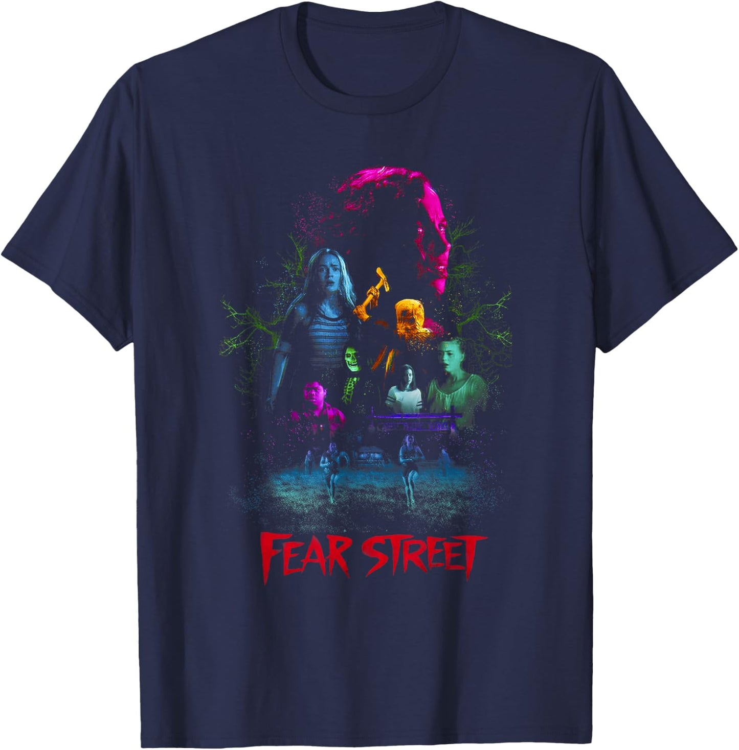 Fear Street Neon Collage T-Shirt - T-Shirt | Navy