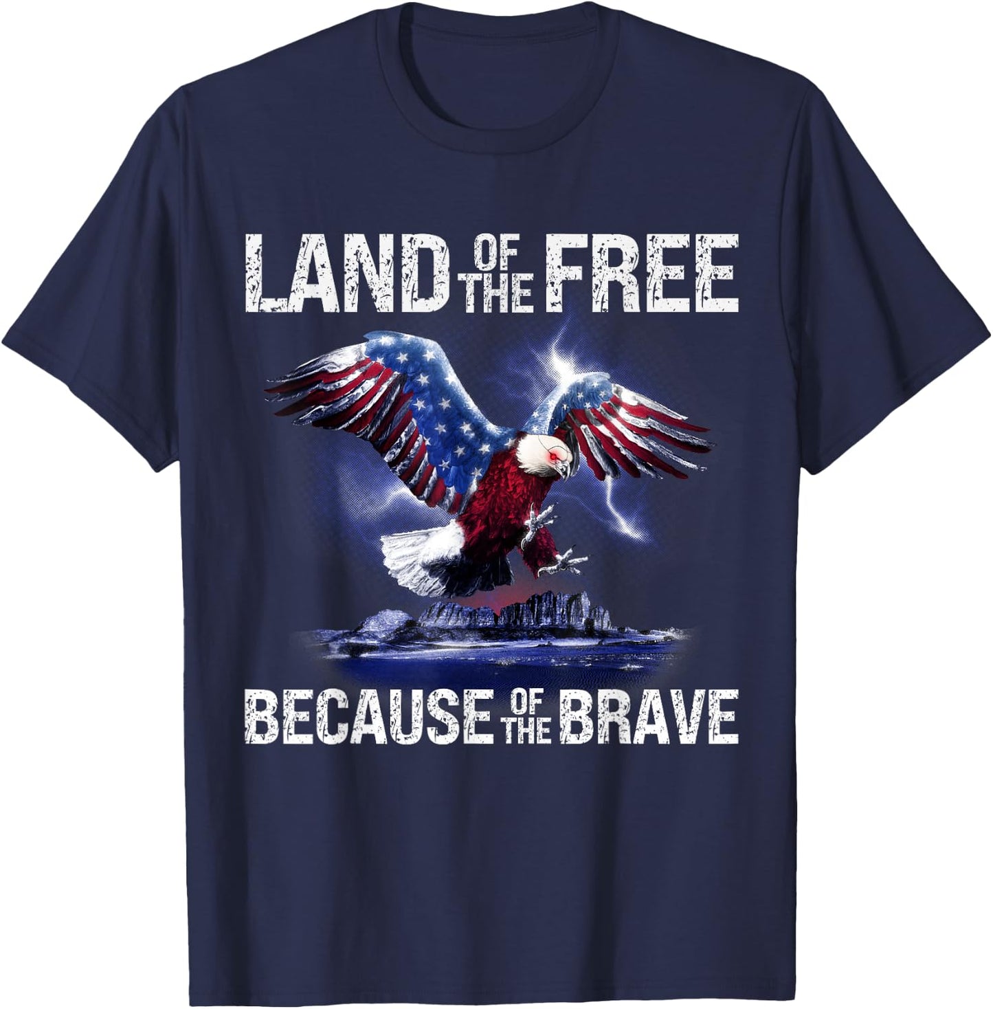 USA Eagle Land of the Free Because of the Brave T-Shirt - T-Shirt | Navy