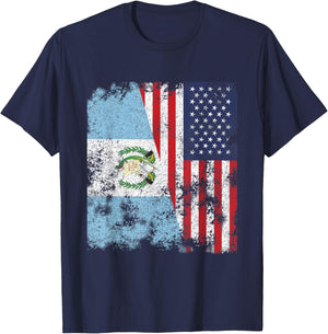 Guatemala USA Flag Distressed - Half American Kids Men T-Shirt - T-Shirt | Navy