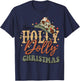 Vintage Western Christmas Howdy Xmas Cowboy Hat Retro Jolly T-Shirt - T-Shirt | Navy