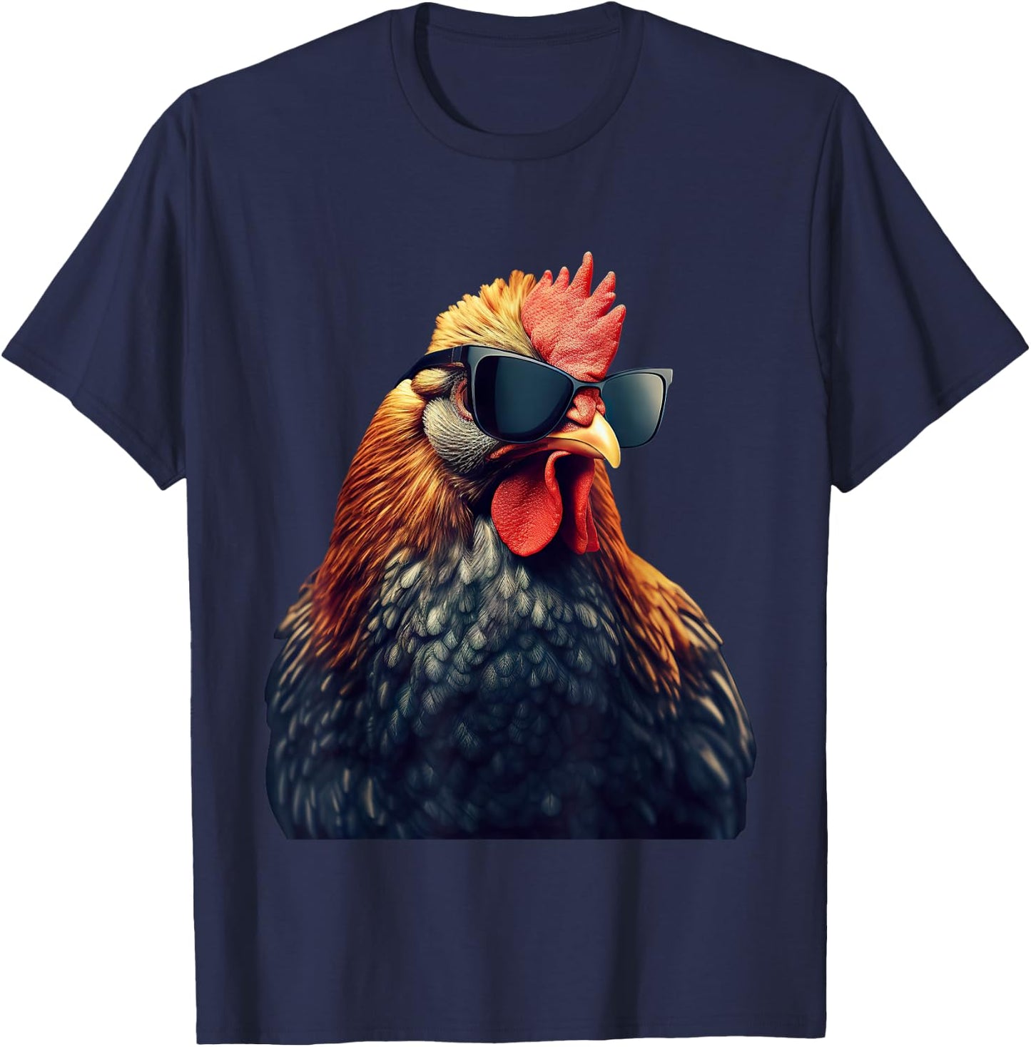 Retro Vintage Chicken Cool Rooster Wearing Sunglasses T-Shirt - T-Shirt | Navy