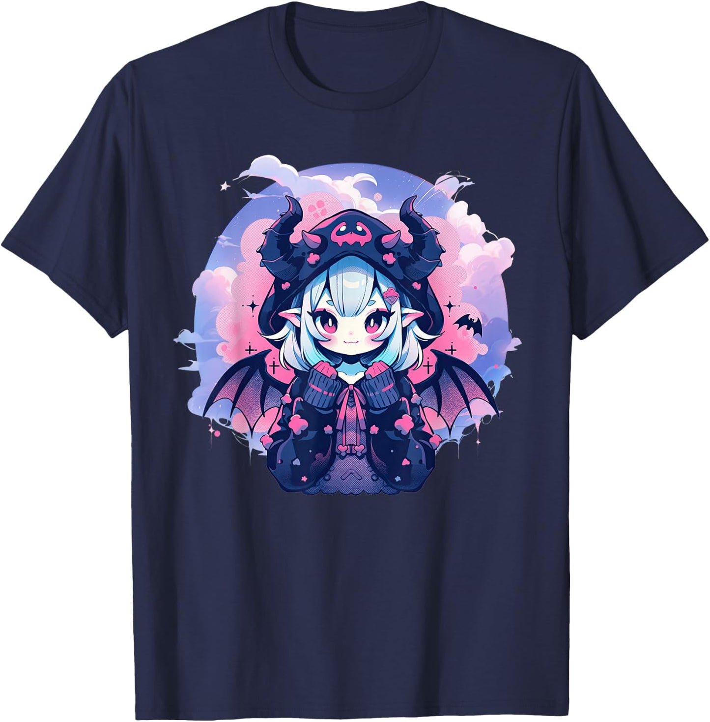 Anime Demon Girl Kawaii Succubus Pastel Goth Cute Witchcraft T-Shirt - T-Shirt | Navy