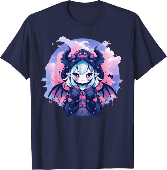 Anime Demon Girl Kawaii Succubus Pastel Goth Cute Witchcraft T-Shirt - T-Shirt | Navy