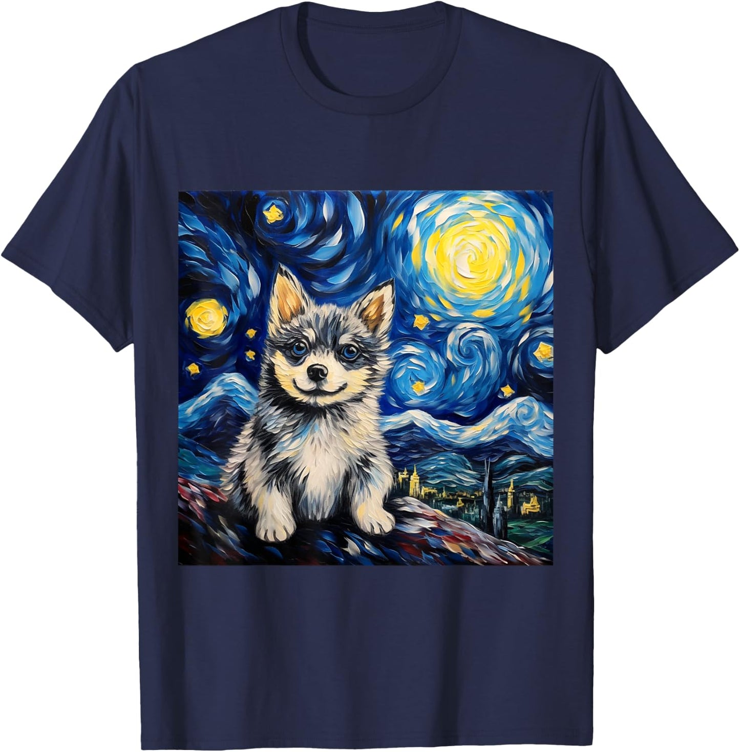 Starry Night Alaskan Klee Kai - Alaskan Klee Kai T-Shirt - T-Shirt | Navy