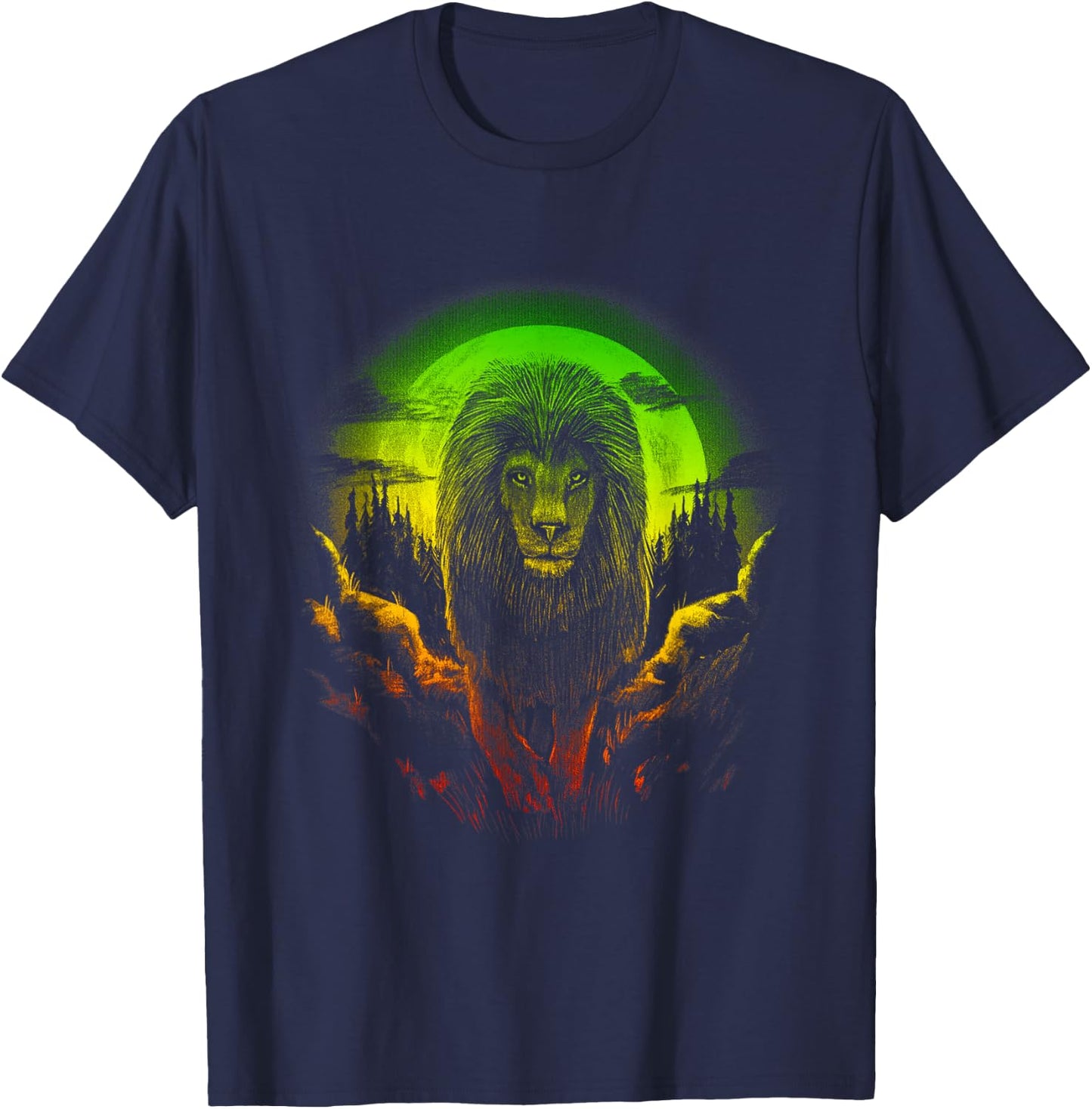 Rasta Reggae Lion Of Judah Jamaican Pride Rastafarian Lion T-Shirt - T-Shirt | Navy
