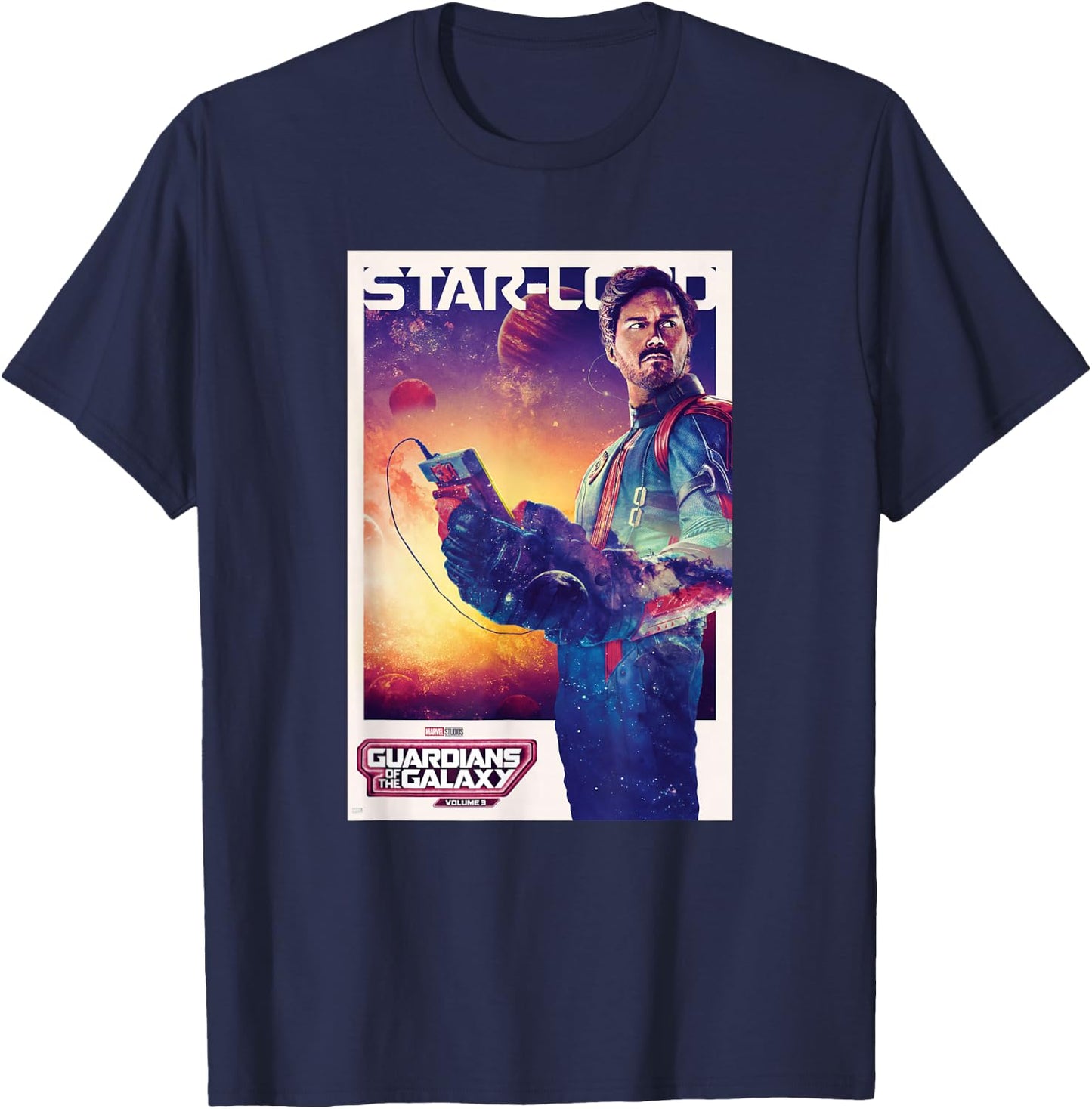 Marvel Guardians of The Galaxy Volume 3 Star-Lord Poster T-Shirt - T-Shirt | Navy