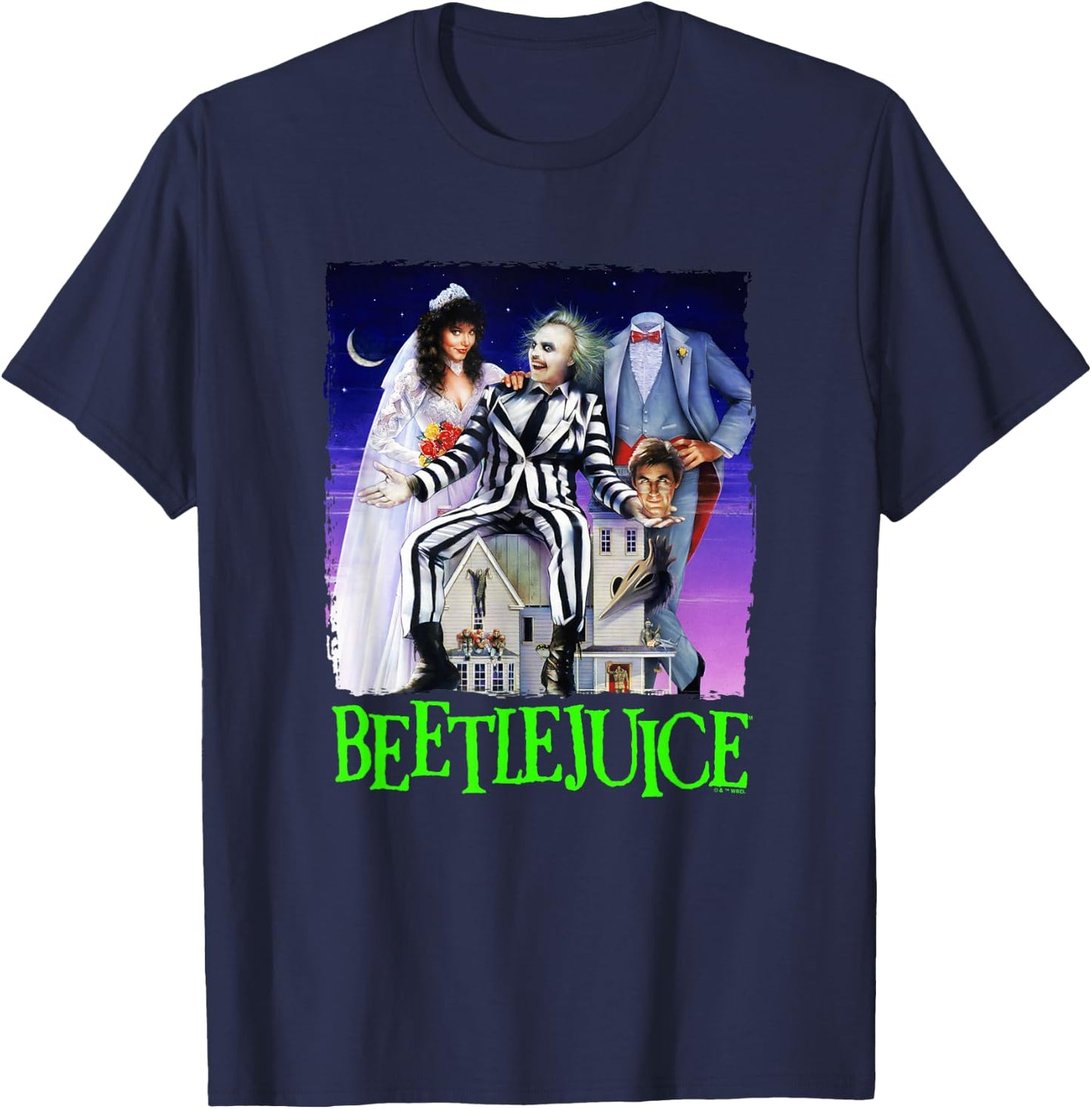 Beetlejuice Spooky Vintage Title Movie Poster T-Shirt - T-Shirt | Navy
