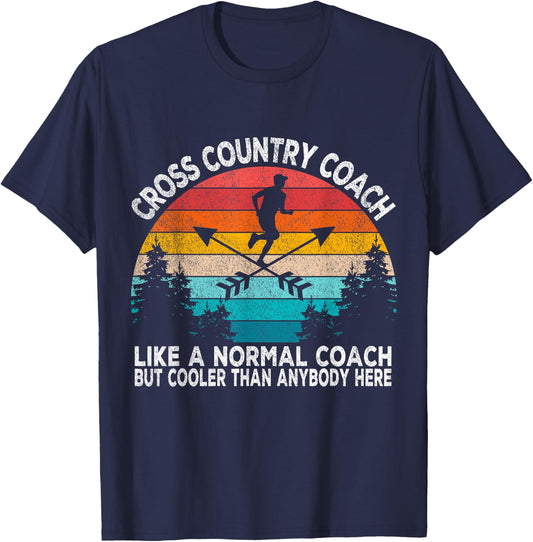 Cross Country Coach Cross Country Running Coach Retro T-Shirt - T-Shirt | Navy