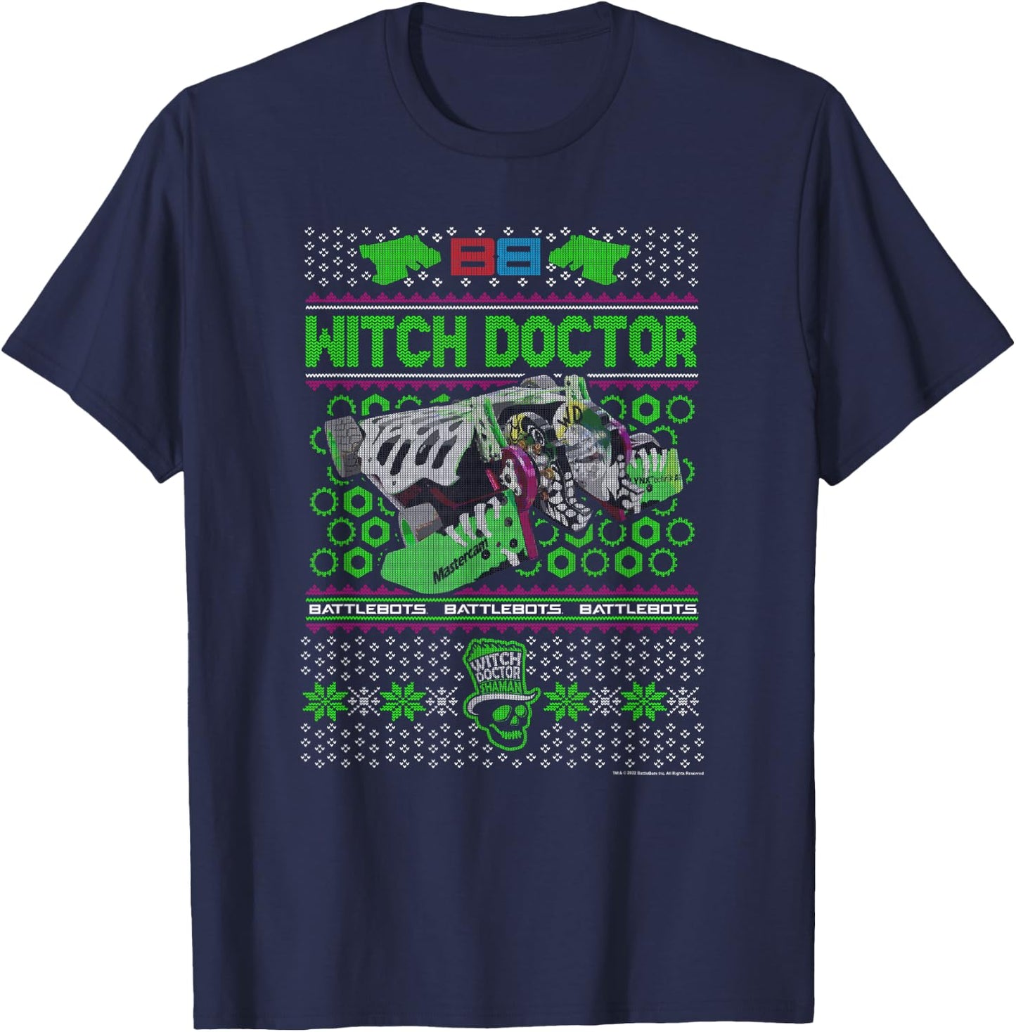 BattleBots Christmas Ugly Sweater Witch Doctor T-Shirt - T-Shirt | Navy