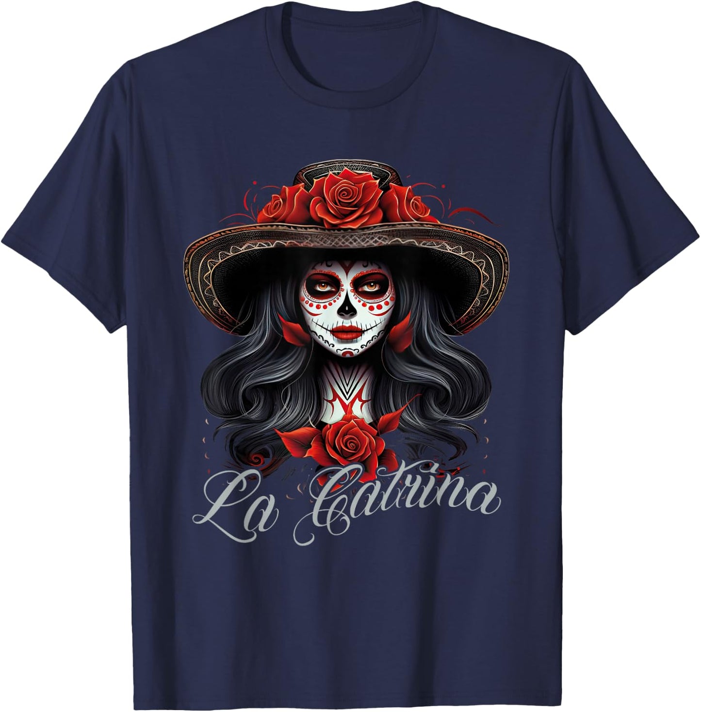 La Catrina Dress Stylish Day of the Dead Costume La Catrina T-Shirt - T-Shirt | Navy