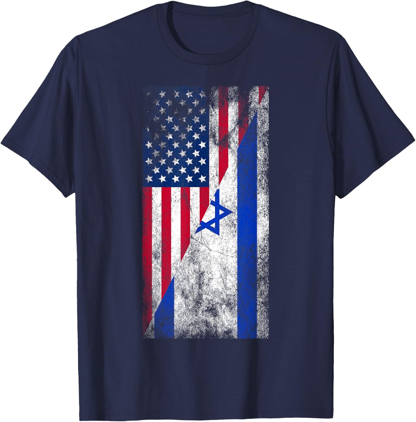 USA Israel Flags - United States of America, Israeli T-Shirt - T-Shirt | Navy