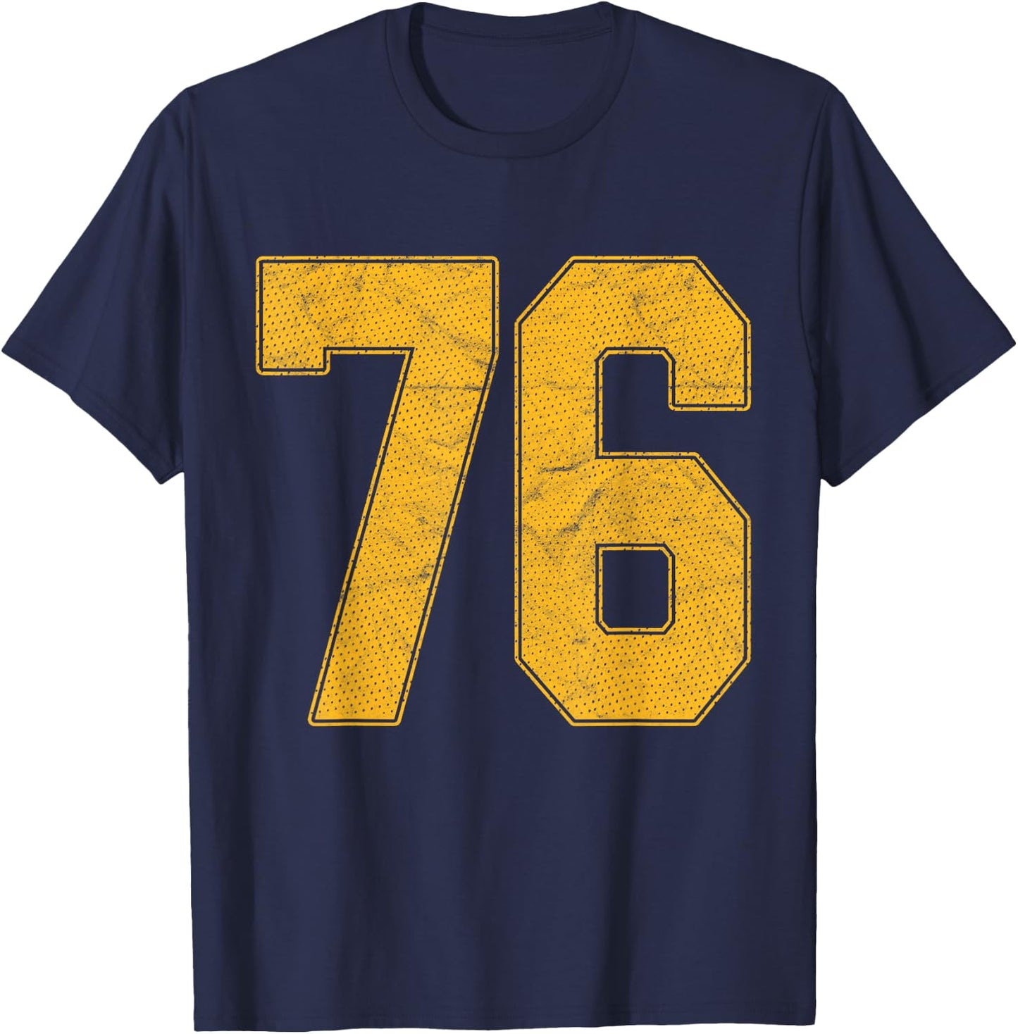 Number 76 Numbered Uniform Sports Team Jersey 76th Birthday T-Shirt - T-Shirt | Navy