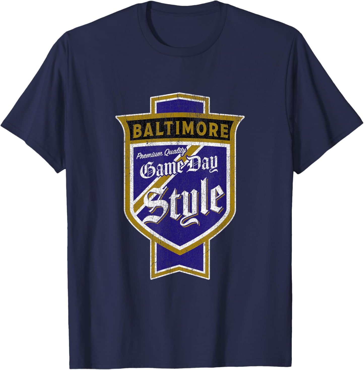 Faded Baltimore Beer Label - Charm City Pride T-Shirt - T-Shirt | Navy