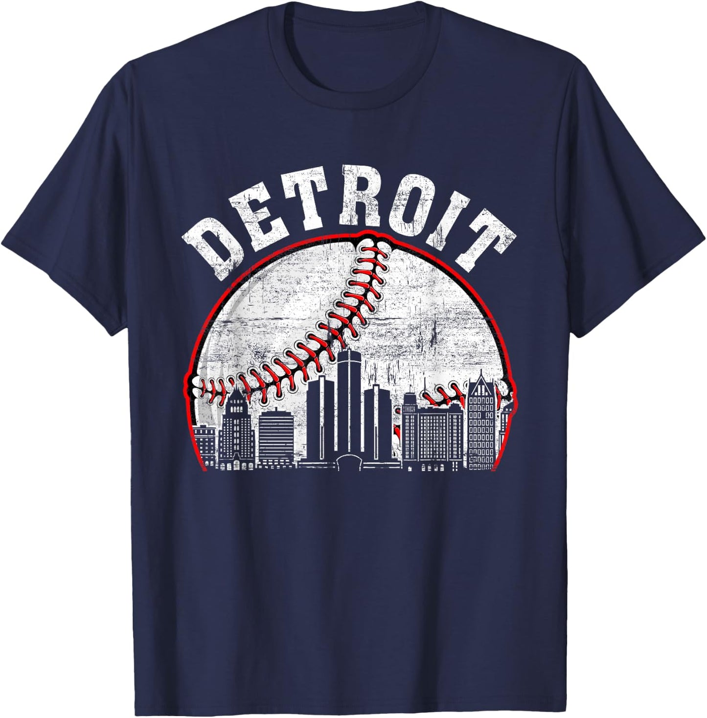 Detroit Vintage Baseball Lover Player Women T-Shirt - T-Shirt | Navy
