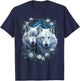 Wolf Wolves with white Roses Fantasy Art Wildlife T-Shirt - T-Shirt | Navy
