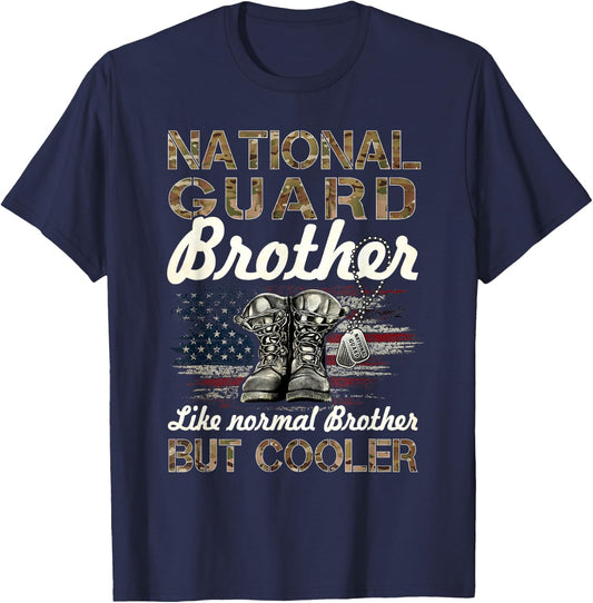National Guard Brother Proud Brother Military Matching Gift T-Shirt - T-Shirt | Navy