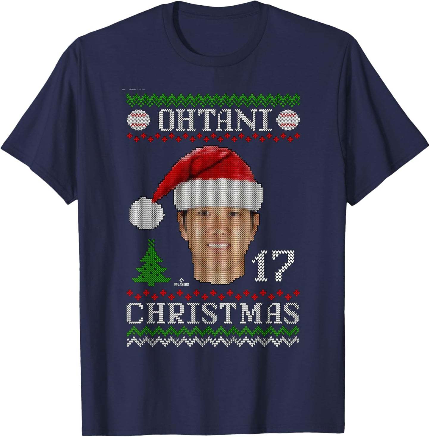 Shohei Ohtani Los Angeles Baseball Christmas Sweater MLBPA T-Shirt - T-Shirt | Navy