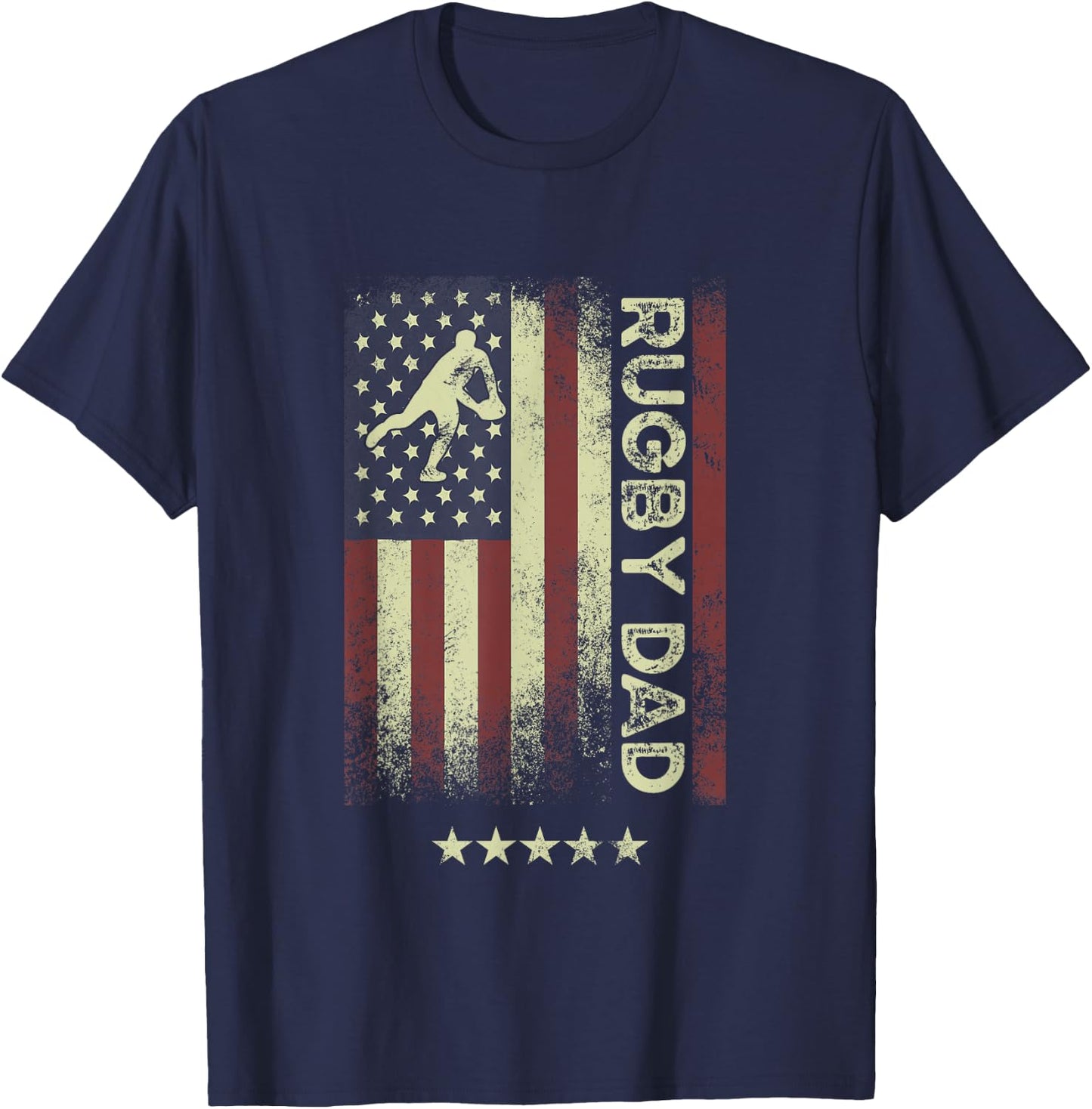 USA American Flag - Rugby Dad T-Shirt - T-Shirt | Navy