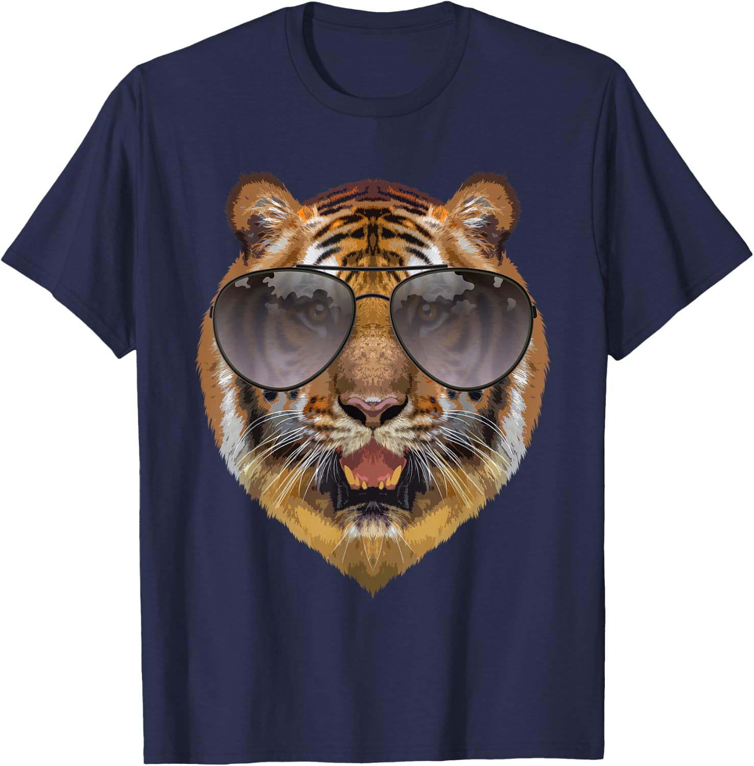 Funny Tiger Design Women Kids Cat with Glasses Lover T-Shirt - T-Shirt | Navy