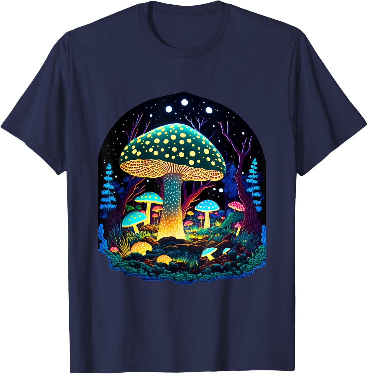 Mushroom Whisperer Colorful Fungi Design T-Shirt - T-Shirt | Navy