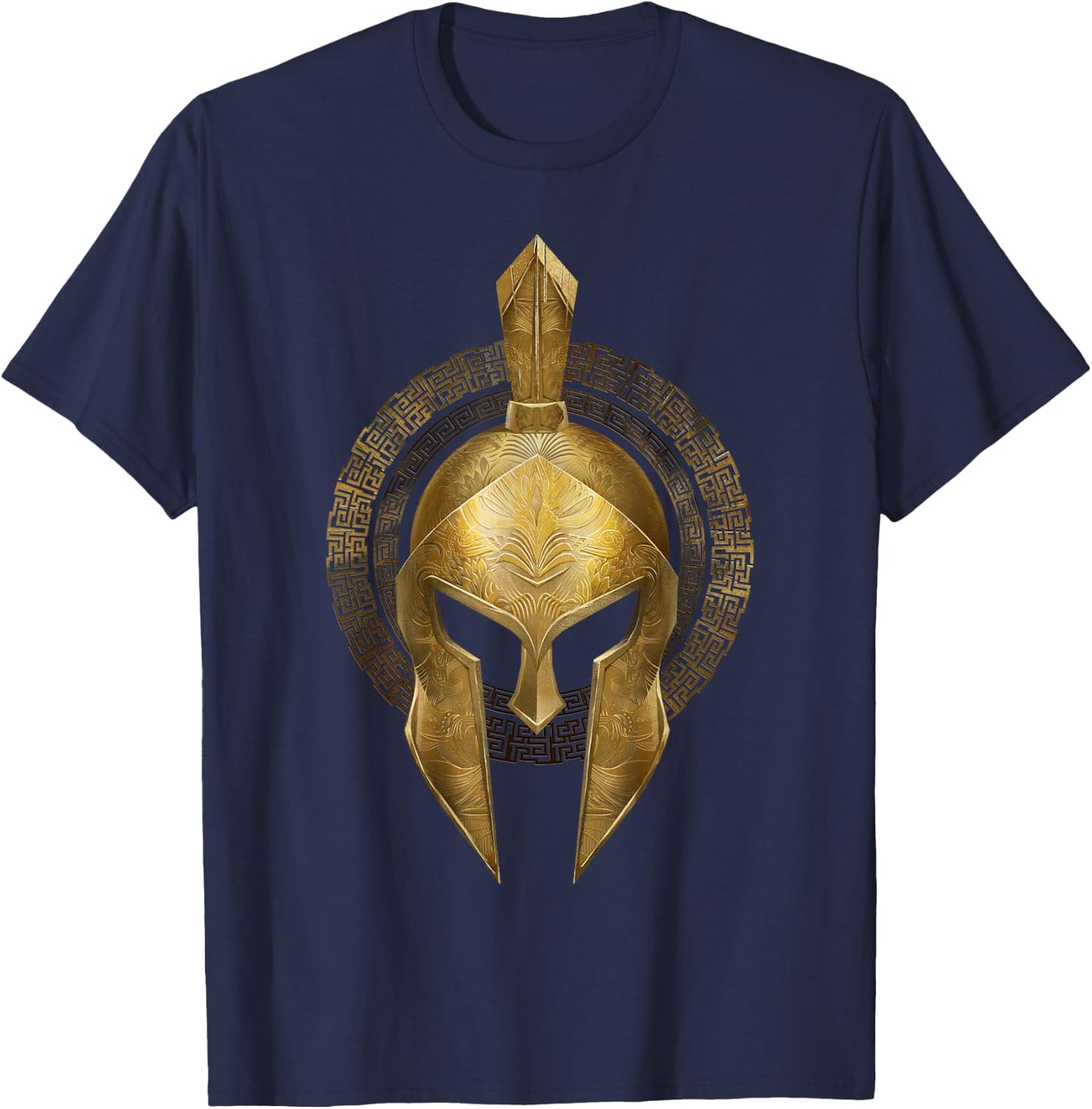 Spartan Helmet Warrior Gold Gladiator Sparta Greek Gym T-Shirt - T-Shirt | Navy