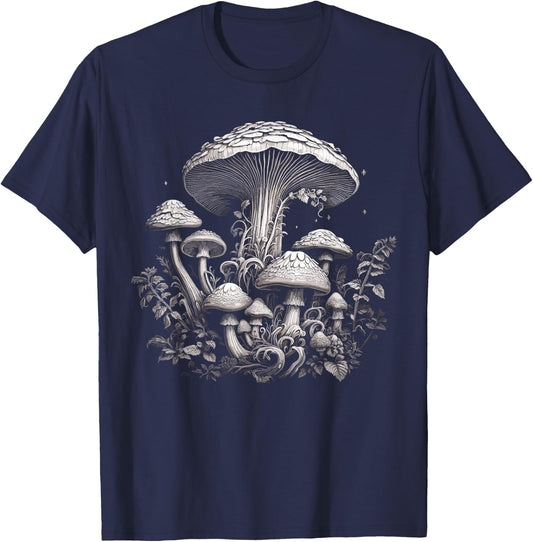 Cottagecore Nature Forest Garden Lover Mushroom T-Shirt - T-Shirt | Navy