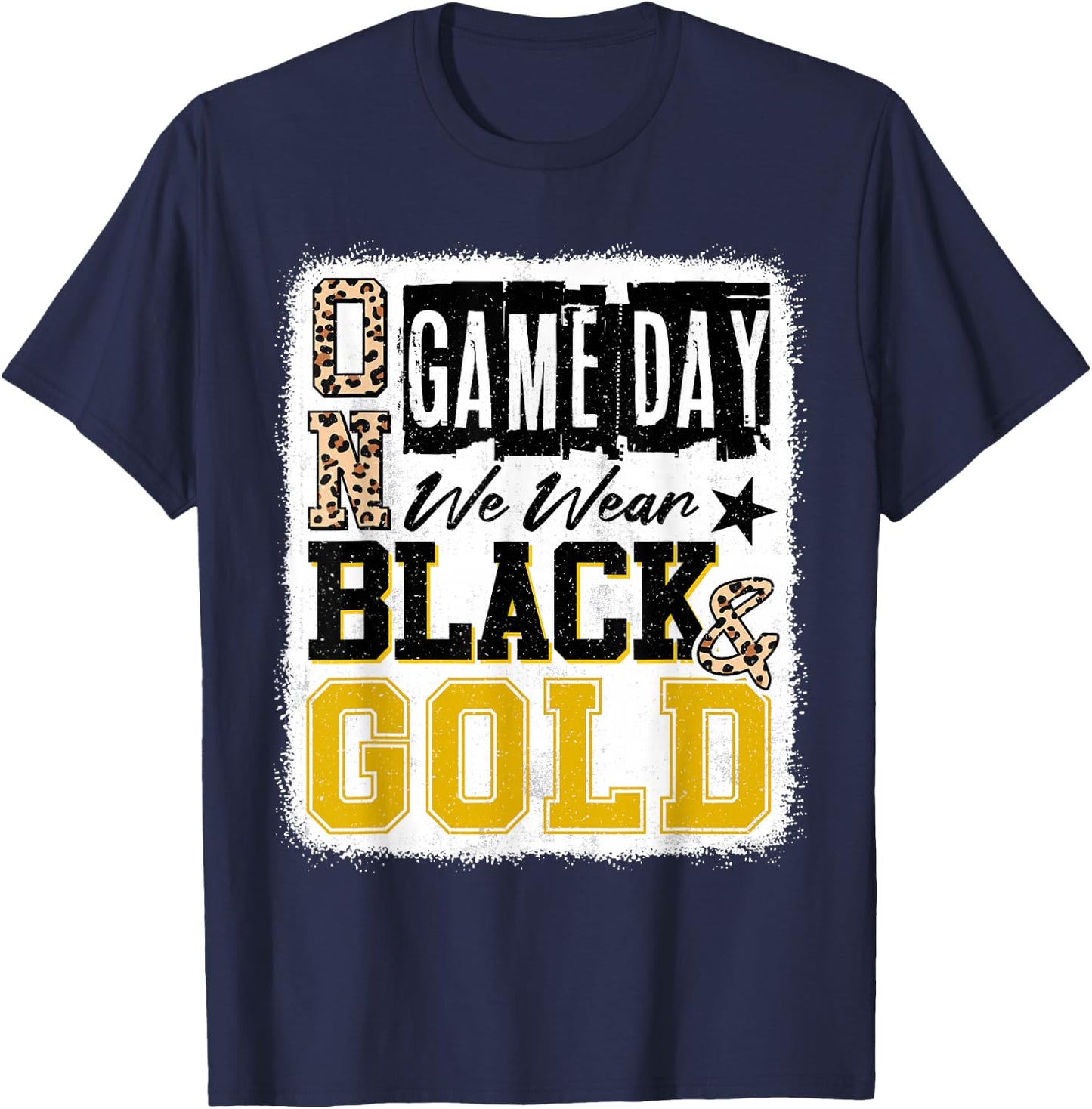 On Gameday Football We Wear Black And Gold School Spirit T-Shirt - T-Shirt | Navy