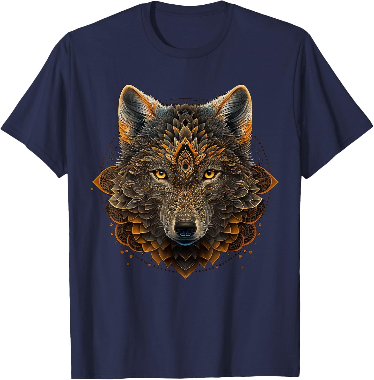 Wolf China Architecture Artwork | Animal Motif Wolf T-Shirt - T-Shirt | Navy