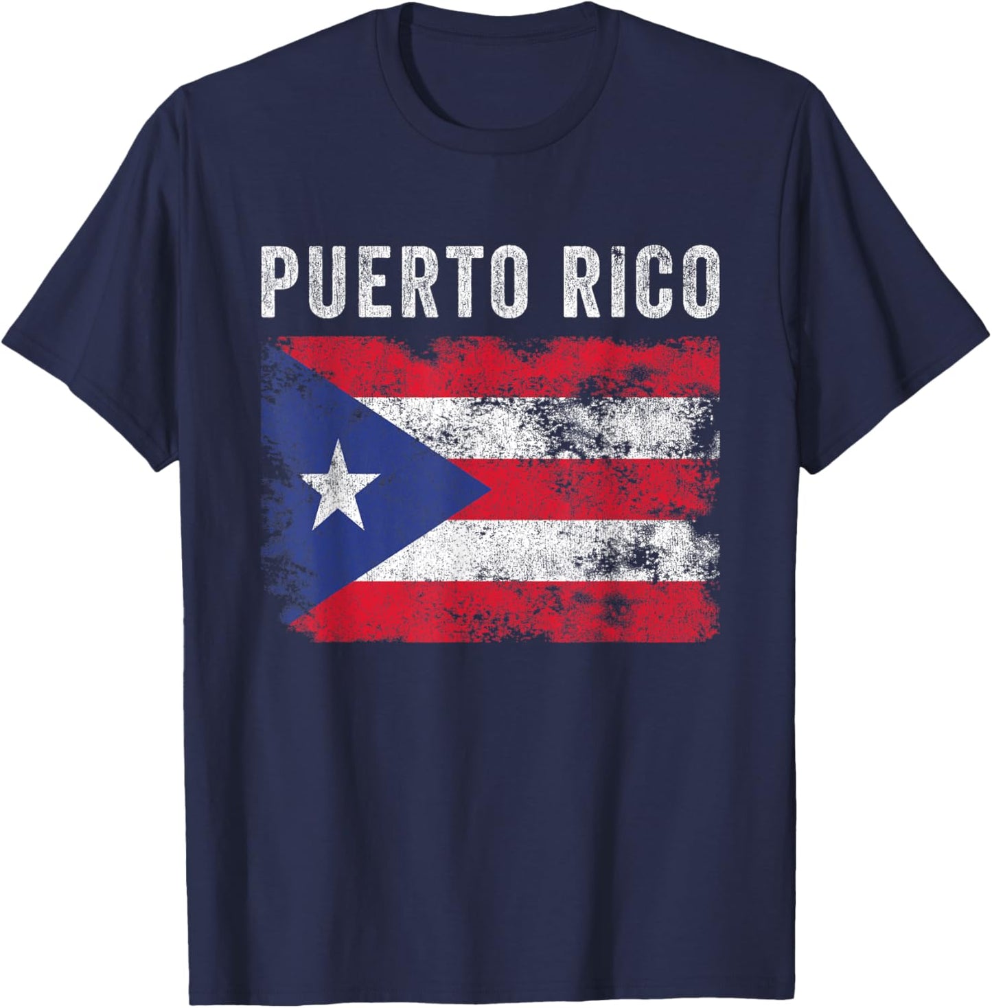 Puerto Rico Flag Distressed - Men Women - Puerto Rican Flag T-Shirt - T-Shirt | Navy