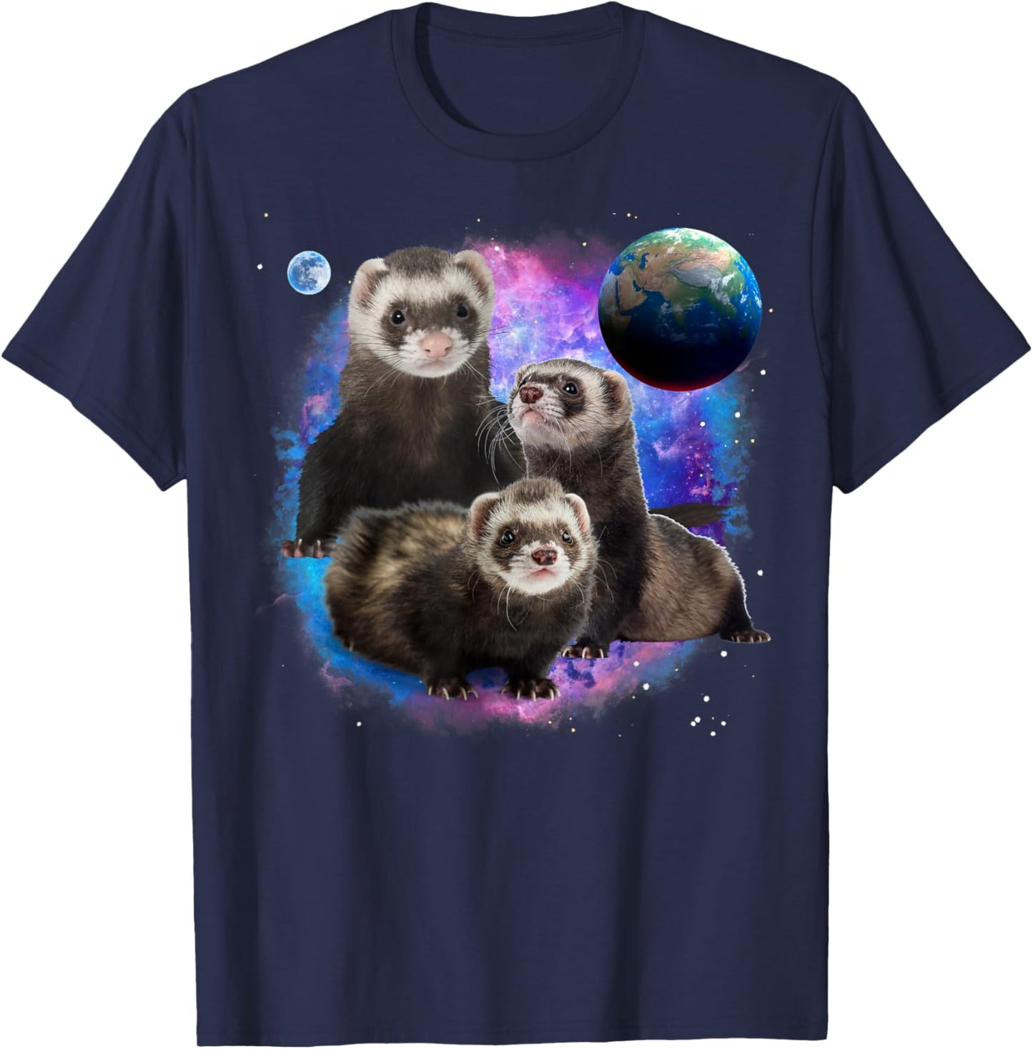 Funny Ferrets in the Galaxy Ferrets T-Shirt - T-Shirt | Navy